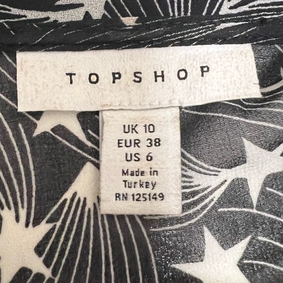 TopShop Star Print Sheer Blouse with Ruffled Sleeves - Picture 8 of 9